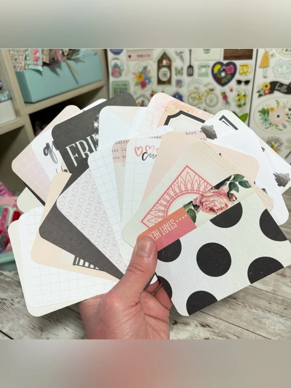 Pink & Black Themed Journaling Cards Lot Of 25 Planners Scrapbooks Junk Journals